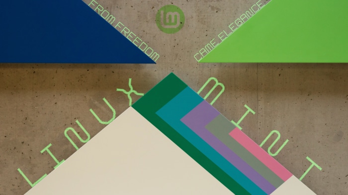 Linux Mint logo with geometric shapes and text
