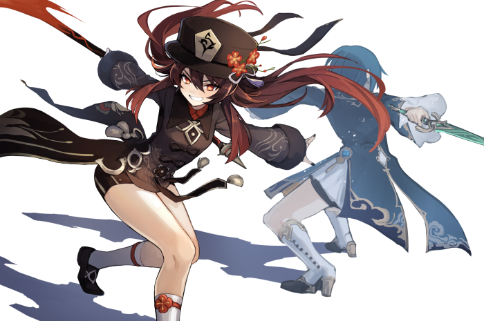 Hu Tao and Xingqiu from Genshin Impact