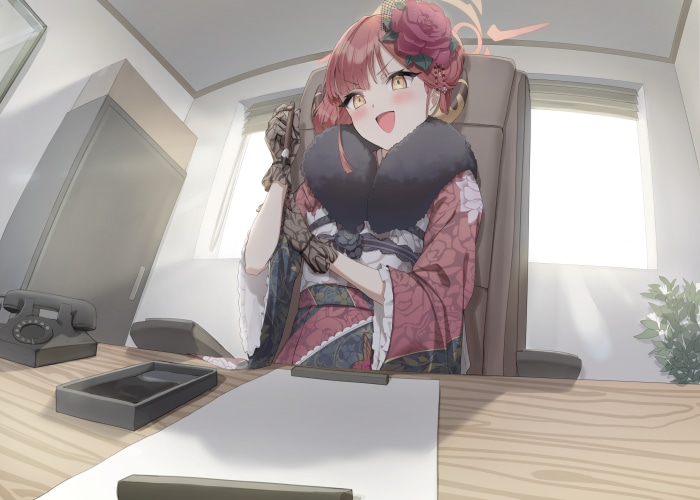 Rikuhachima Aru from Blue Archive in Kimono 4K