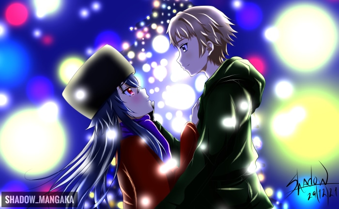 Irina Luminesk and Lev Leps with Christmas Lights