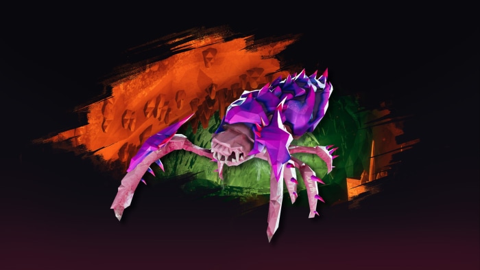 Deep Rock Galactic creature with spiky purple armor