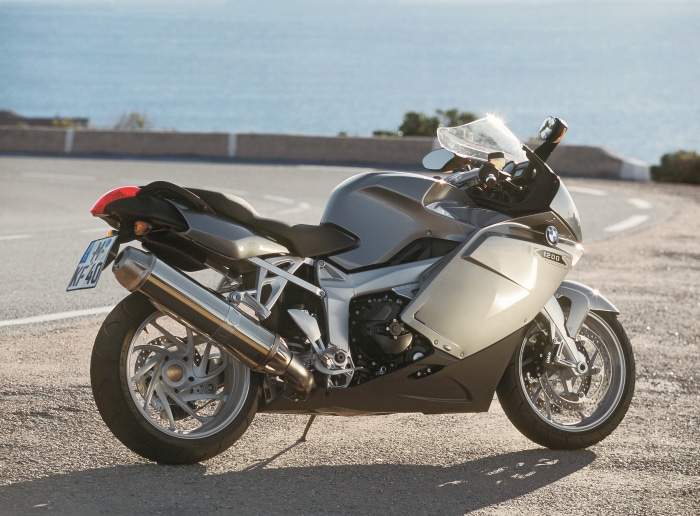 BMW K 1200 S motorcycle parked by the sea