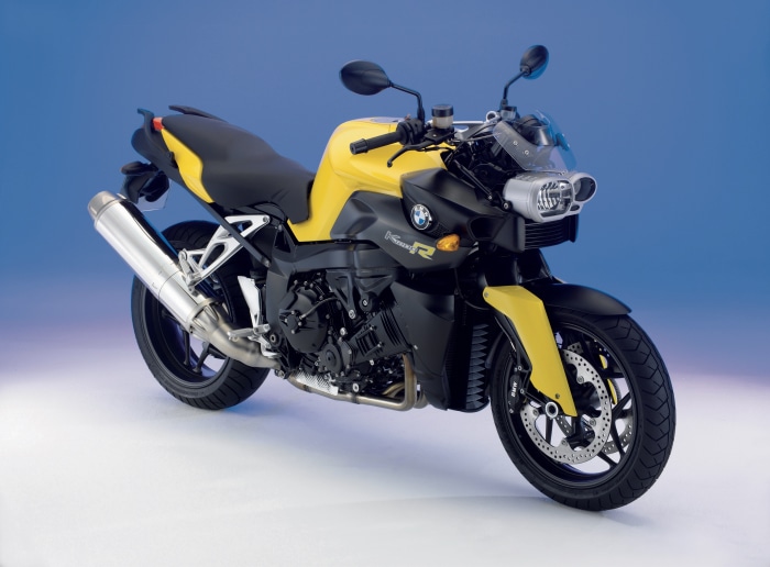 Yellow BMW K 1200 R motorcycle