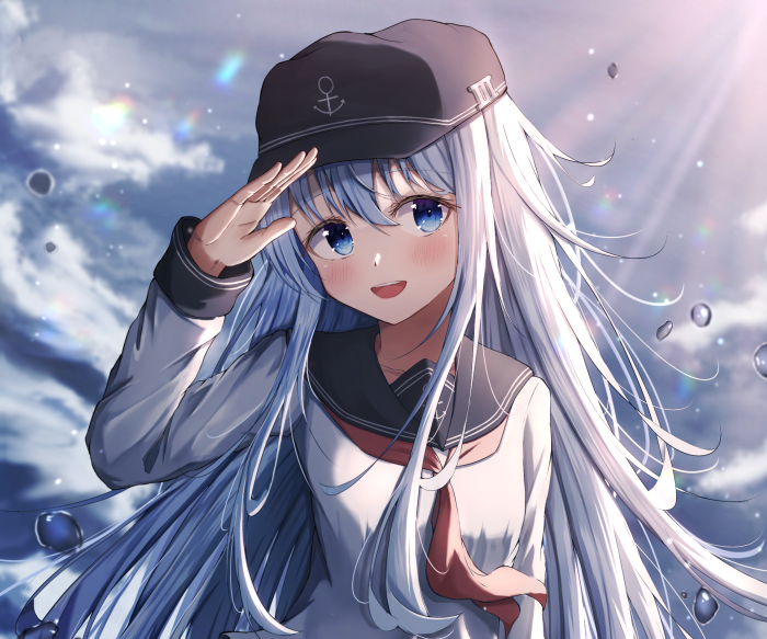 Hibiki from Kantai Collection salutes
