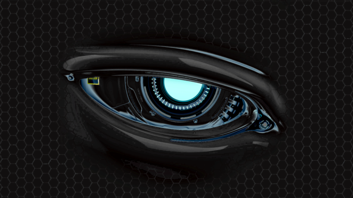 Sci-Fi Robot Eye with Hexagonal Pattern