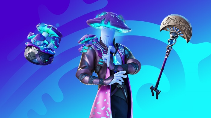 Fortnite Mushroom Character with Back Bling and Pickaxe