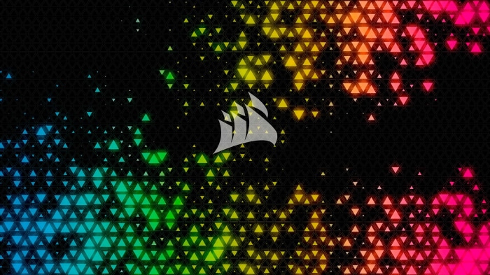 Corsair logo with colorful triangles