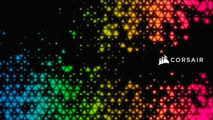 Corsair Logo on Colorful Geometric Triangles