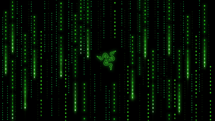 Razer logo with digital rain 4K