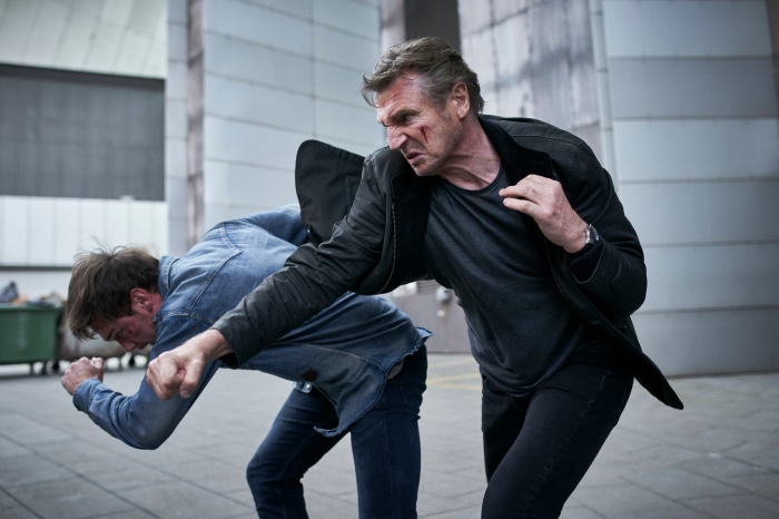 Liam Neeson in a fight scene