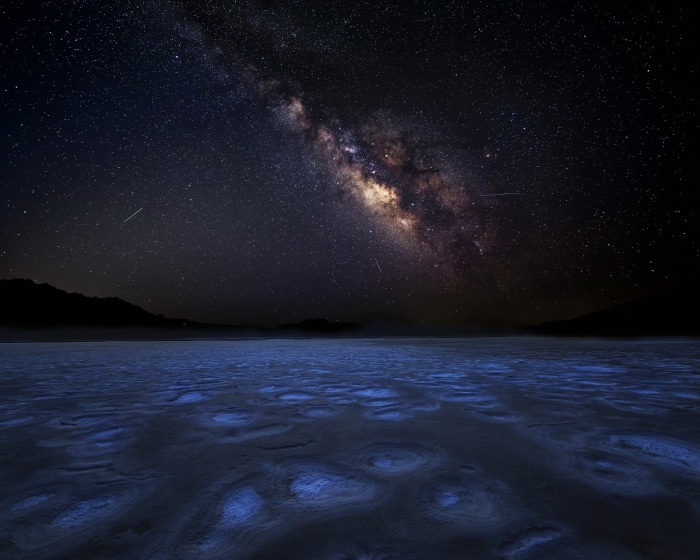 Milky Way over a desert landscape at night
