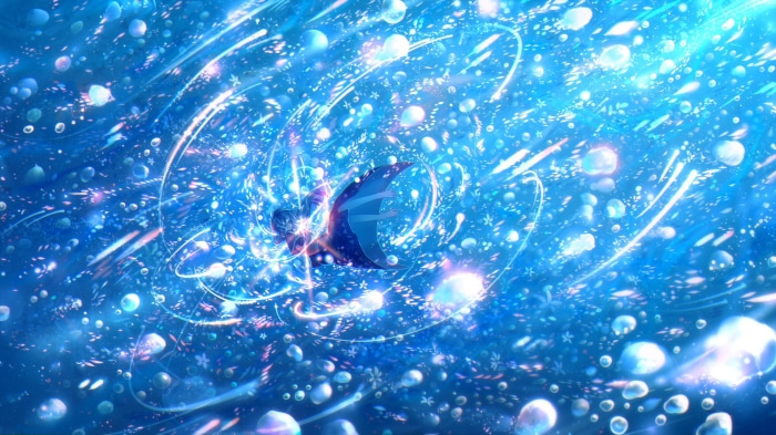 Girl in a blue underwater world