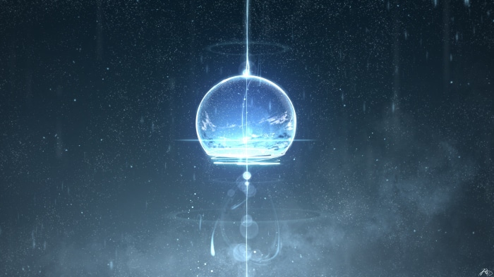 Abstract sphere with celestial scene inside