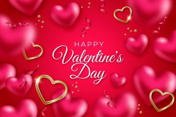 Happy Valentine's Day hearts and confetti