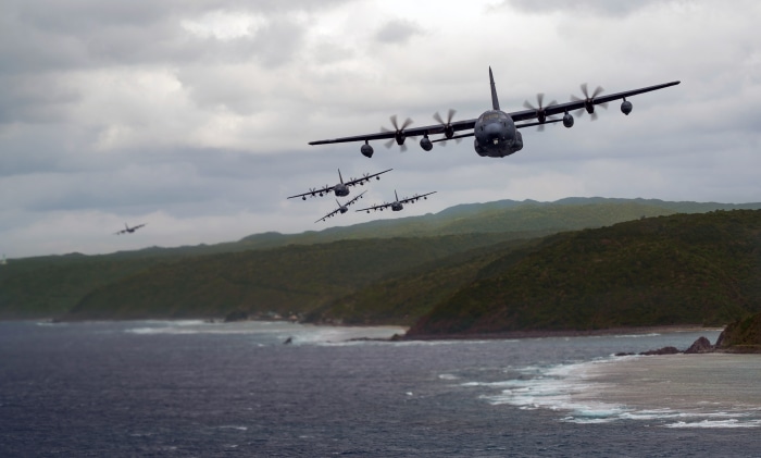Lockheed MC-130 4K warplane formation flight