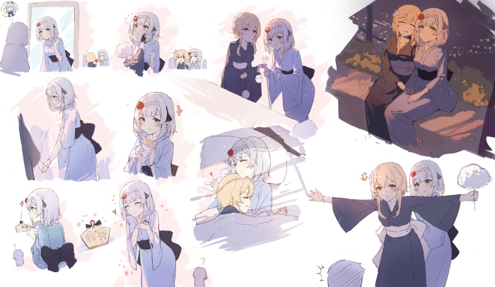 Lumine and Noelle from Genshin Impact in yukatas
