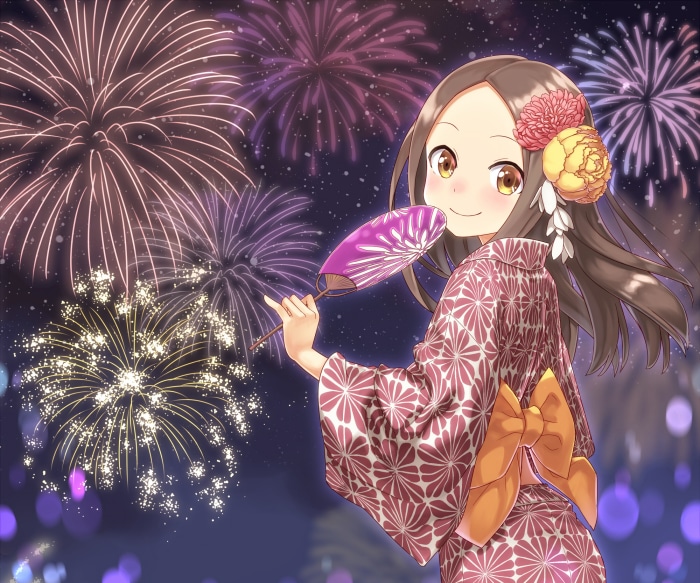 Takagi from Karakai Jouzu No Takagi-san with Fireworks