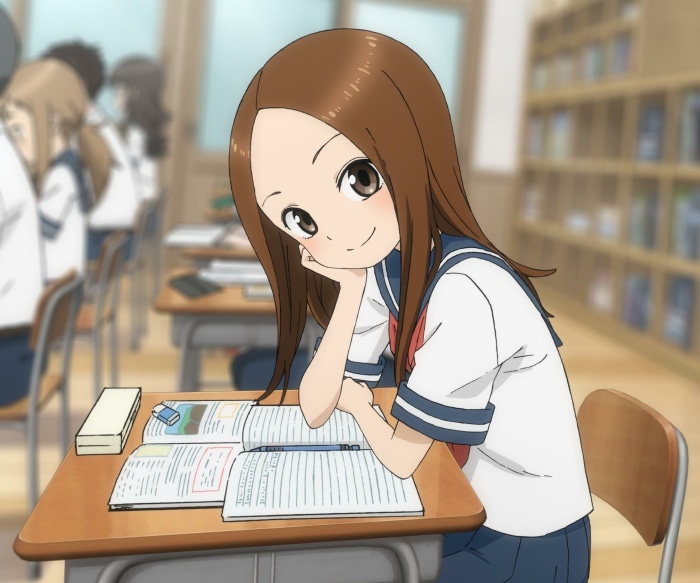 Takagi from Karakai Jouzu No Takagi-san in classroom