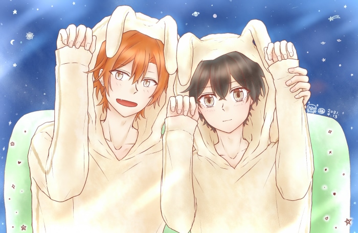 Sasaki and Miyano in Bunny Hoodies