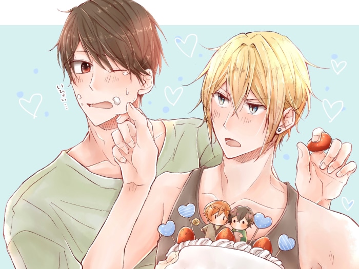 Sasaki and Miyano characters with cake