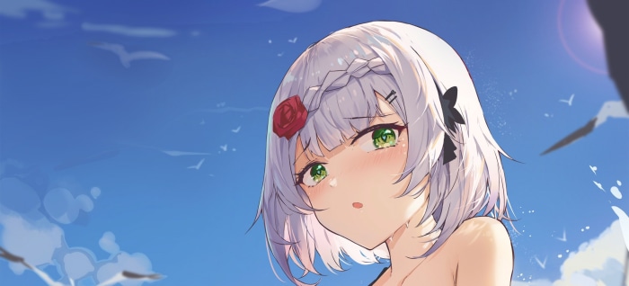 Noelle from Genshin Impact on a beach