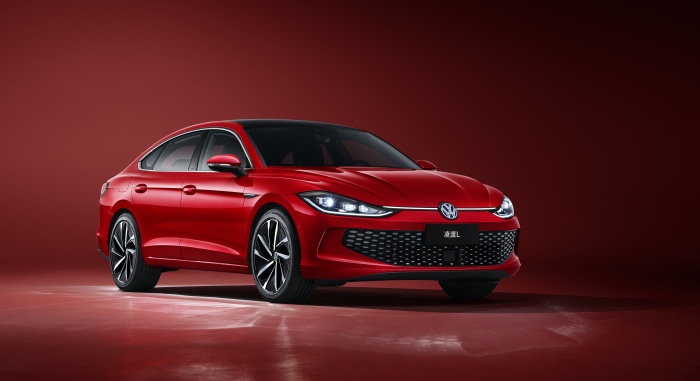Red Volkswagen Lamando L sedan