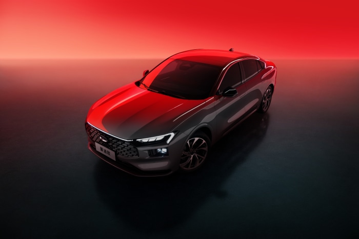 Ford Mondeo sedan with red lighting
