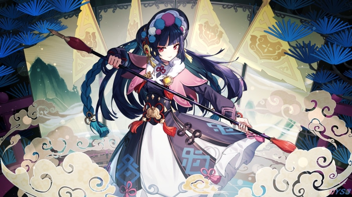 Yun Jin from Genshin Impact holding a polearm