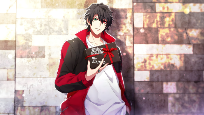 Ichiro Yamada from Hypnosis Mic holding a gift box