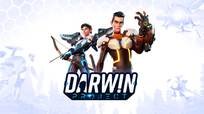 Darwin Project characters with futuristic weapons
