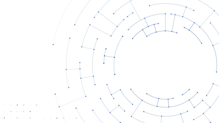 Abstract network of blue dots and lines