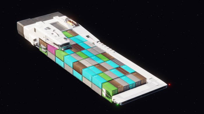 Space container ship with cargo
