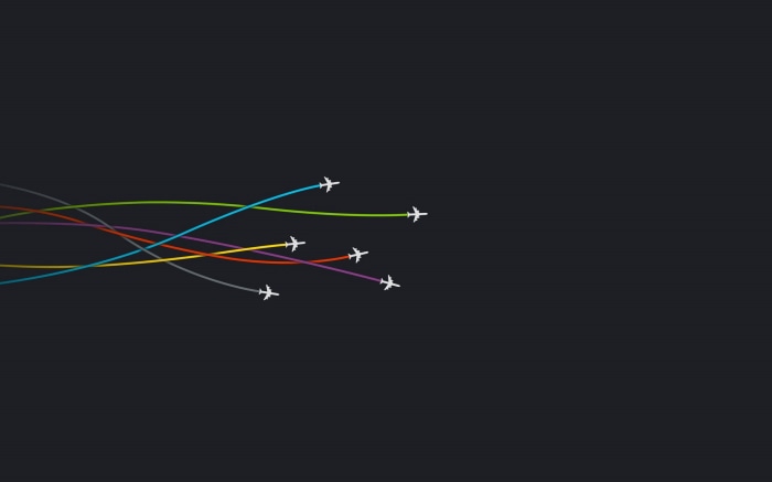 Minimalist Airplanes with Colorful Trails