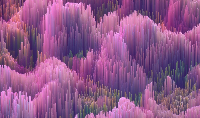 Abstract Pink and Purple Pixelated Landscape