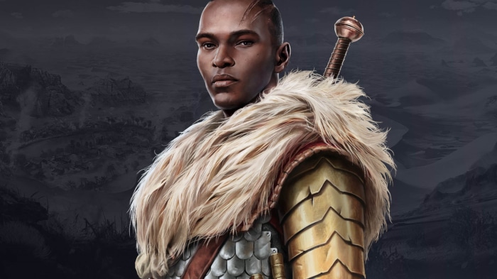 Man with sword and fur collar in Rome