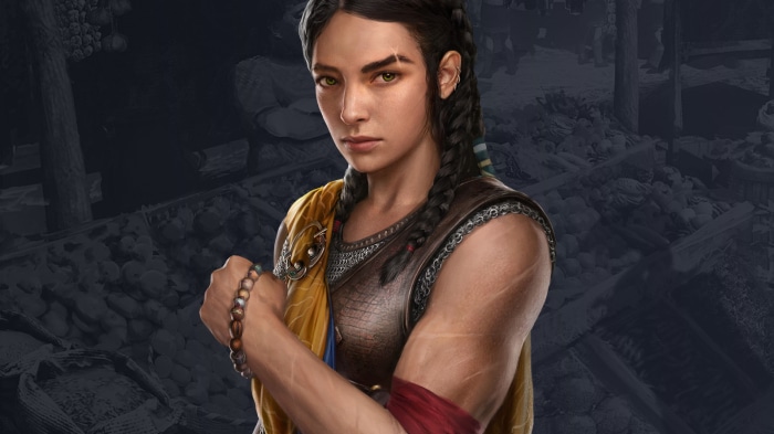 Woman with braided hair and scars from Expeditions: Rome