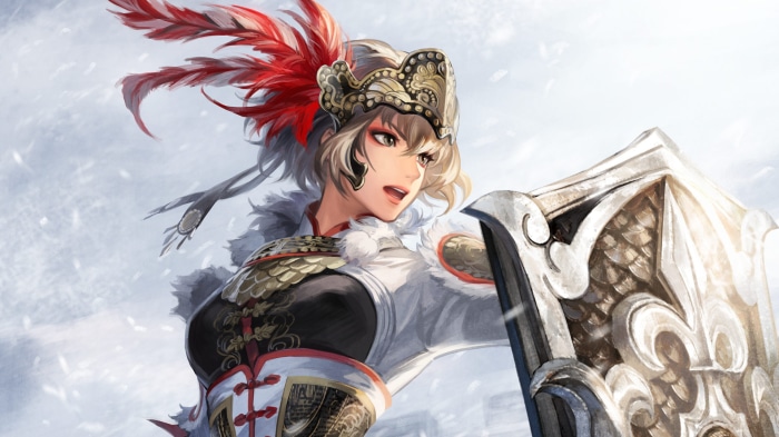 Woman warrior with shield from Dynasty Warriors 9 Empires