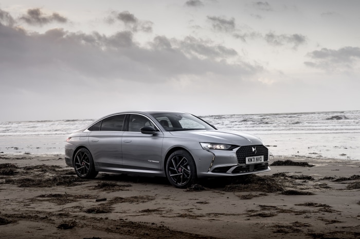 DS 9 E-Tense Performance Line car on a beach