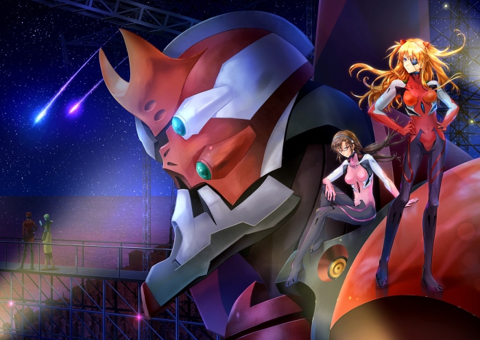 Asuka and Mari from Neon Genesis Evangelion with Unit-02