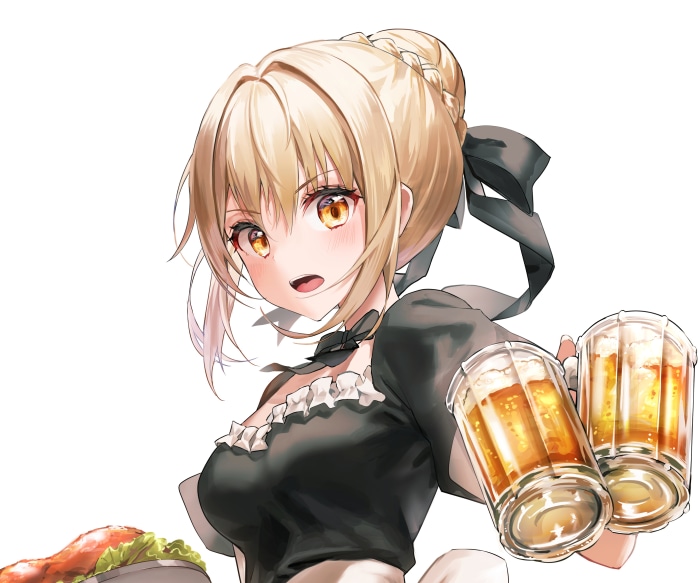 Saber from Fate/Stay Night with Beer