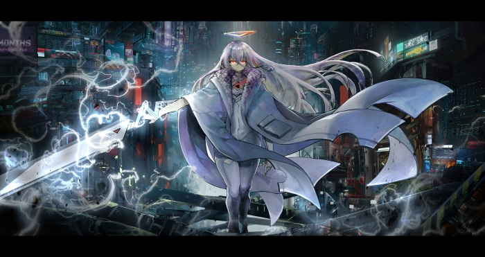 Omegaα from Hololive in Cyberpunk City 4K