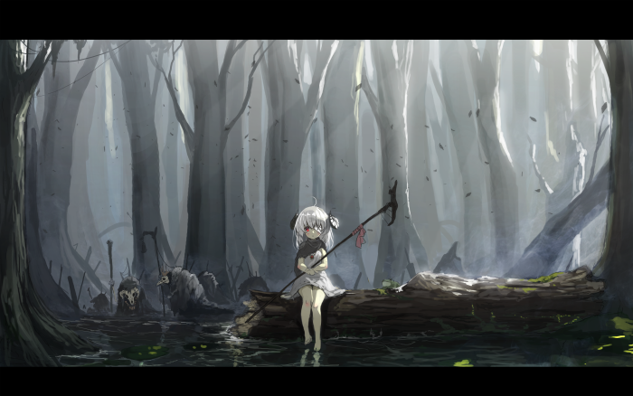 Girl with Cane in a Skull Forest 4K