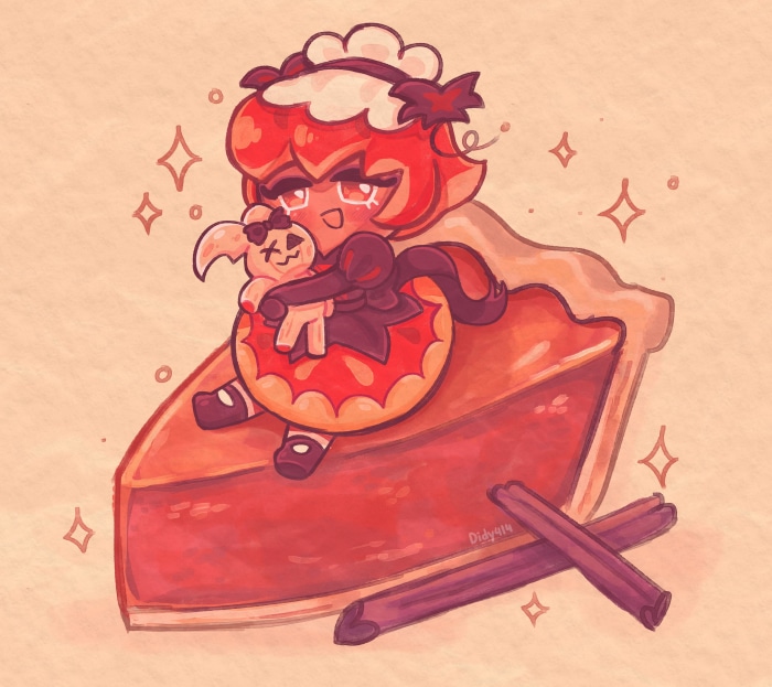 Pumpkin Pie Cookie from Cookie Run on a pie slice