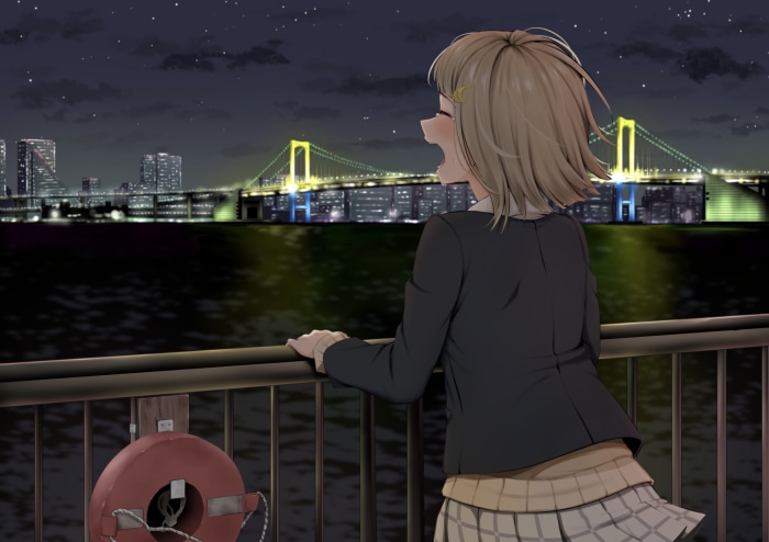 Kasumi Nakasu from Love Live! Nijigasaki High School Idol Club at night