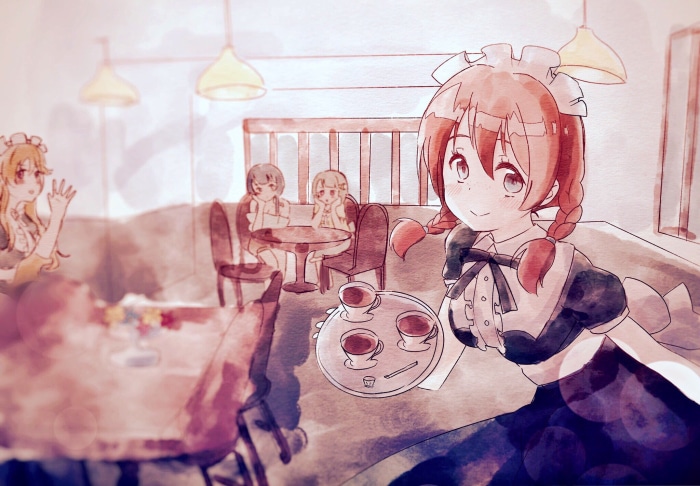 Kanata Konoe and friends at a cafe