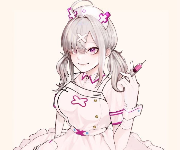 Sukoya Kana from Nijisanji holding a syringe