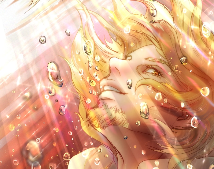 Eskil from Vinland Saga underwater