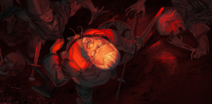 Askeladd and Bjorn from Vinland Saga fighting zombies