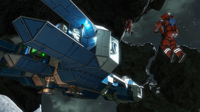 Space Engineers astronauts near a spaceship