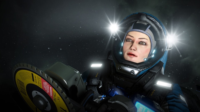 Astronaut with a cutting tool in Space Engineers
